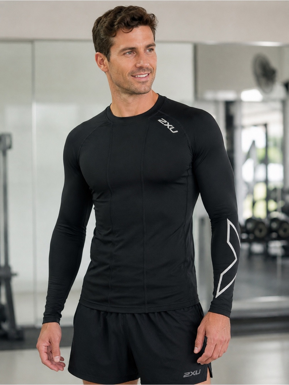 2XU Men’s Compression Long Sleeve Training Top Black Size M Athletic Base Layer